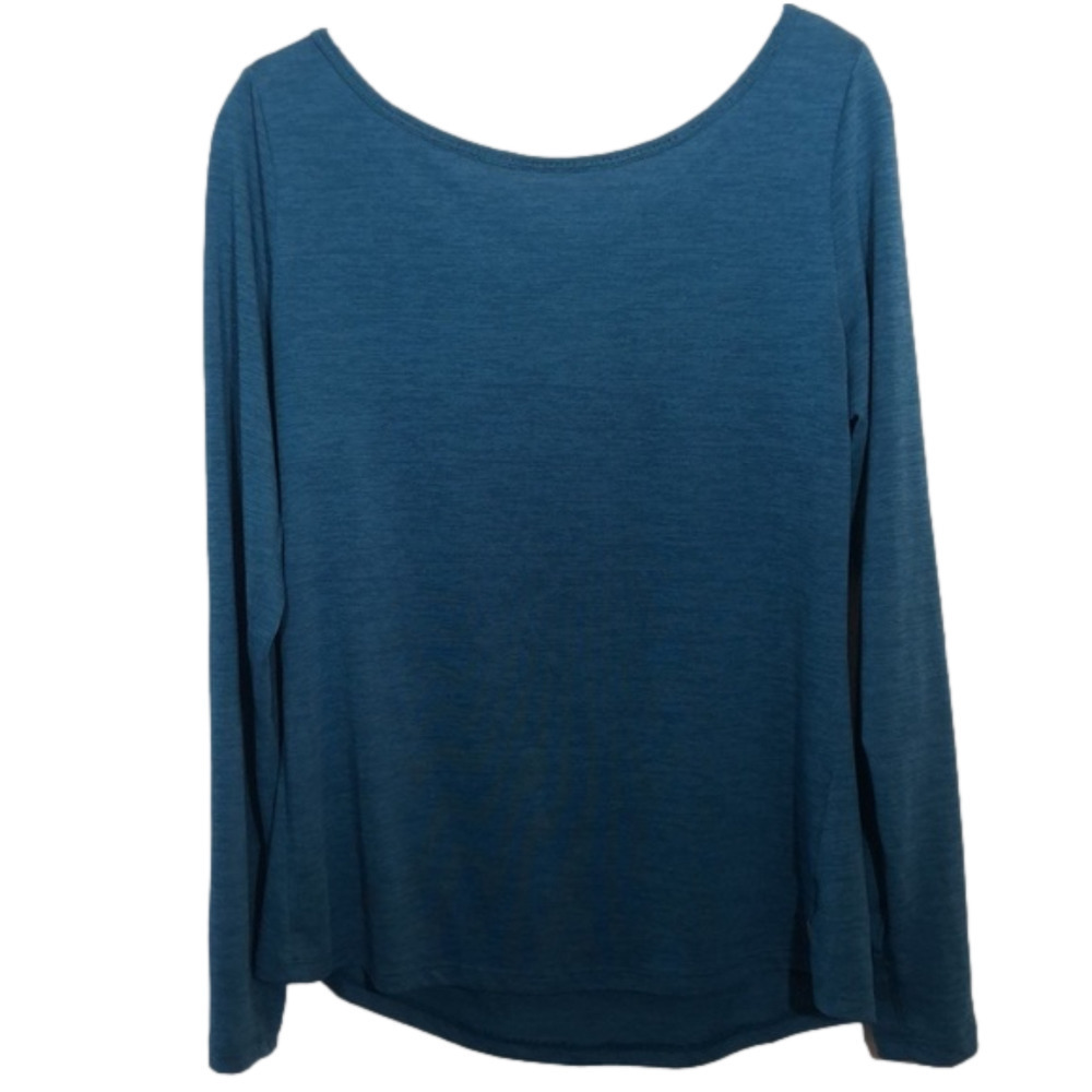 apana exercise long sleeve top, large, teal color